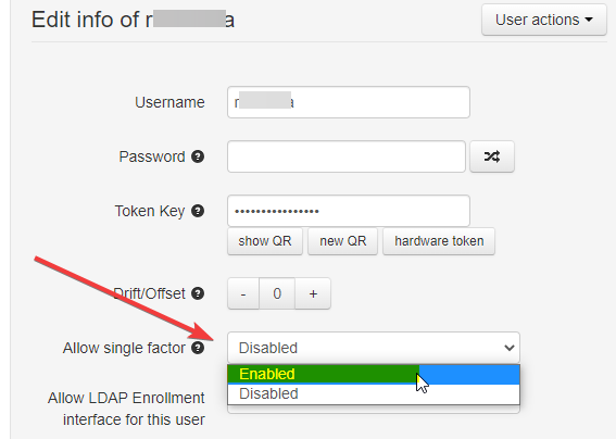 TOTPRadius - Single factor authentication configuration options