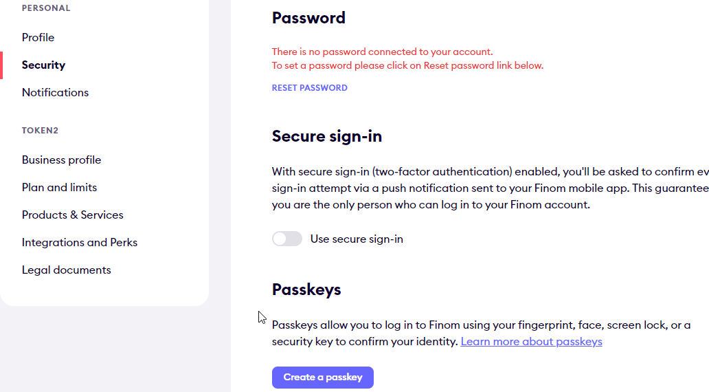 How to Add Token2 FIDO2 Security Keys to Your FINOM Account