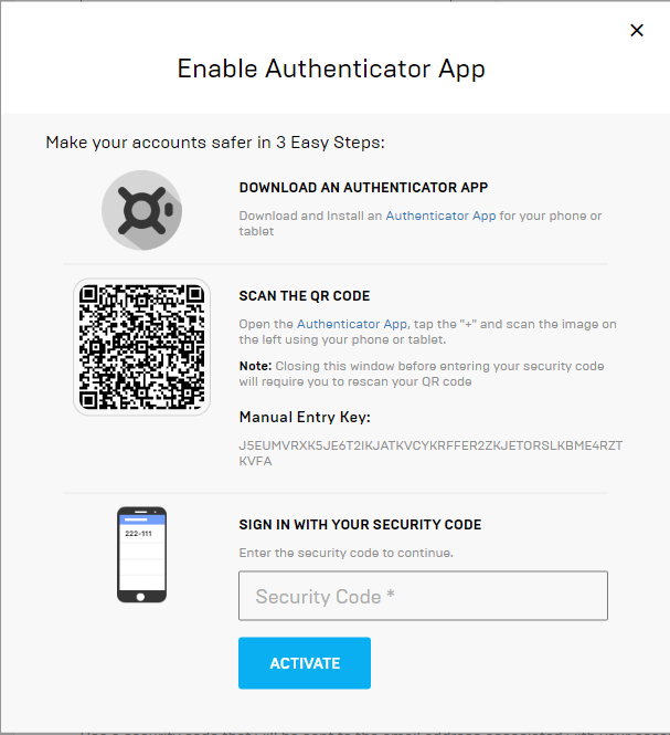 Enable Multi-Factor Authentication (MFA): Epic Games Account