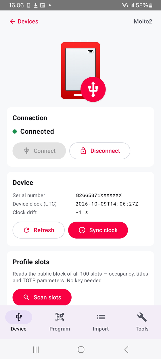 Device tab screenshot