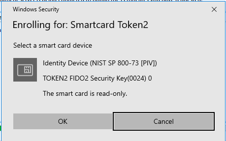 Windows OS Login with PIV-Enabled Token2 Key or Card