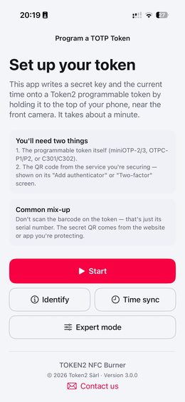 NFC Burner home screen