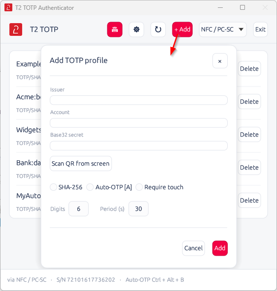 T2F2 TOTP Authenticator