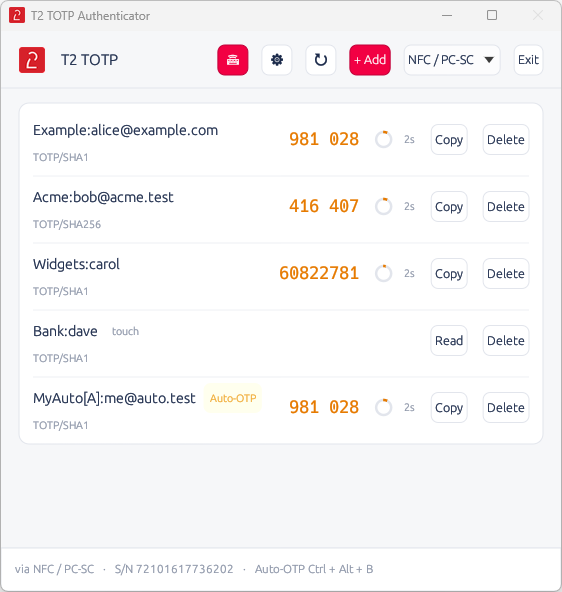 T2F2 TOTP Authenticator