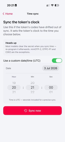 Time sync screen