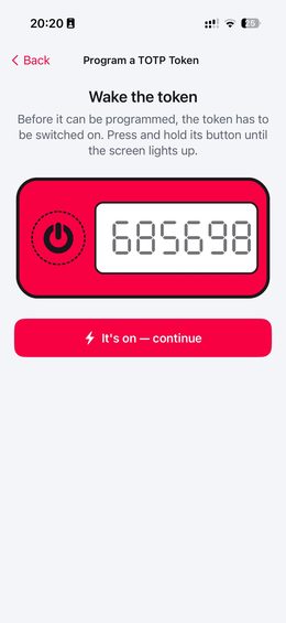 Power on the token step