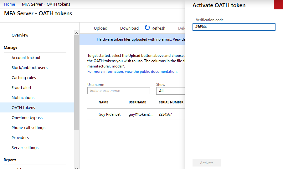 Tokens matériels classiques pour Office 365 / Multi-factor authentication pour cloud Azure